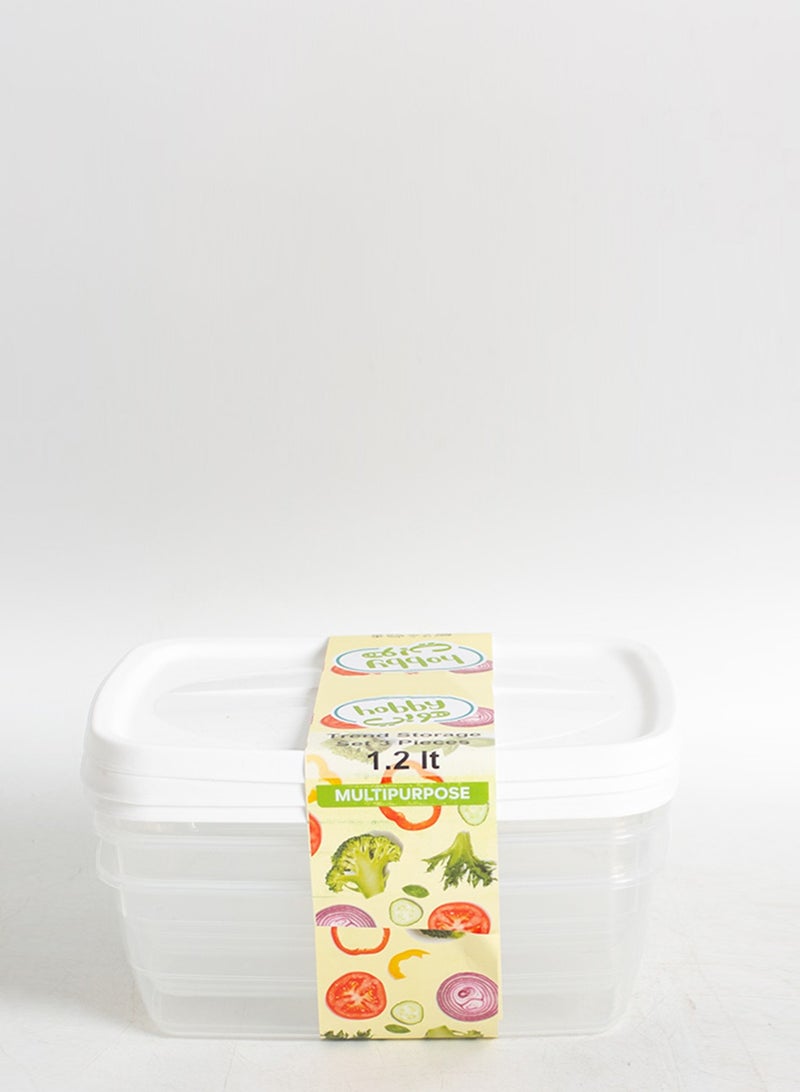 هوبي طقم حافظات طعام مستطيلة 9قطع 1.2لتر أبيض - Image 2