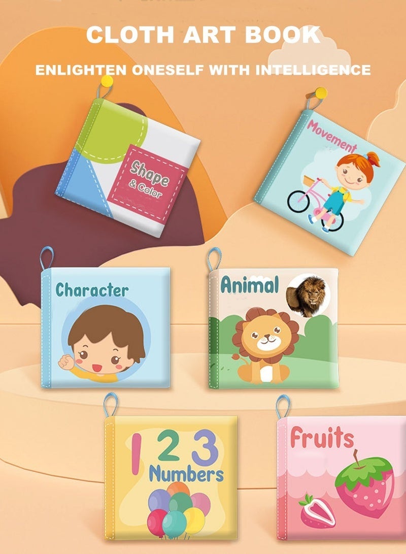DURKU Cloth Book Set 6-Piece Early Education Non-Toxic Toys for Infants Baby Washable Books - Image 2