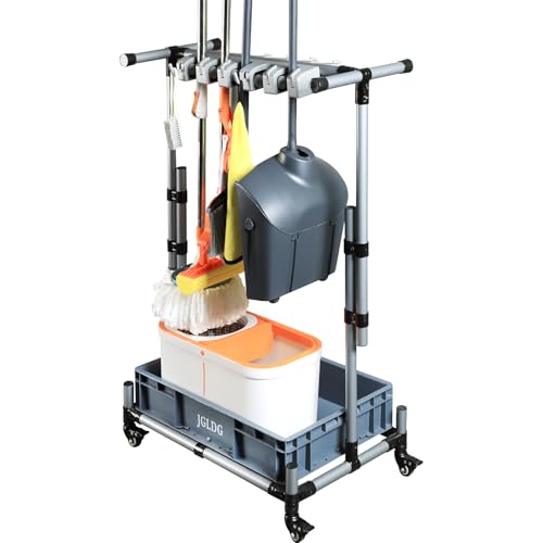 JGLDG Freestanding Mobile Cleaning Tool Storage Rack, Mop and Broom Holder (M2) - Image 1