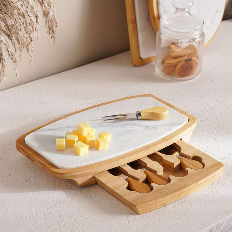 Pan Home Natura Cheese Serving Set - Natural & White