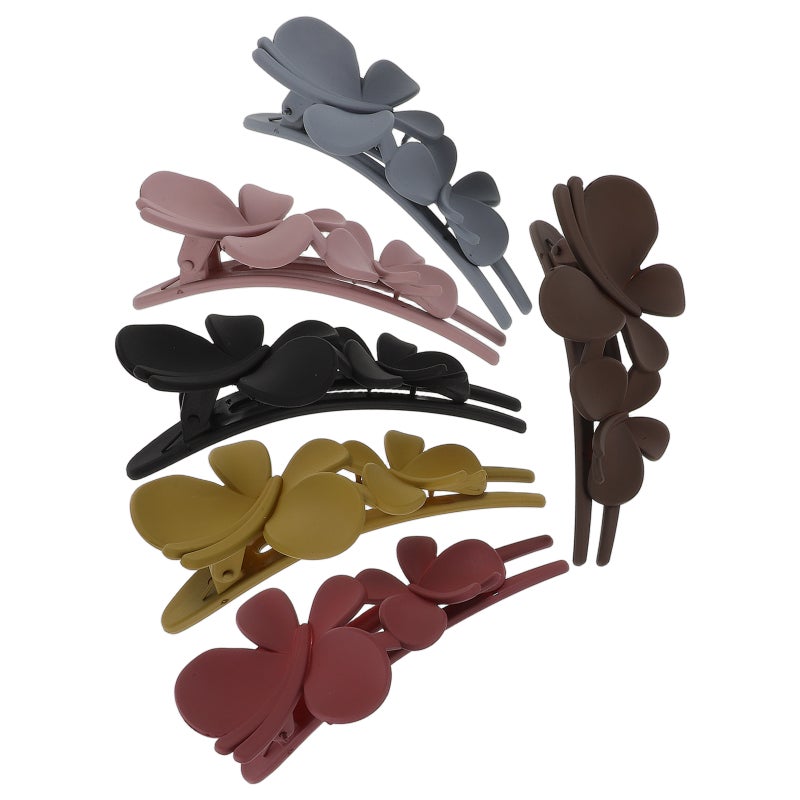 6Pcs Decorative Double Flower Hair Clips Claws Duckbill Hair Barrettes Hair Pins Clamps Bun Updo Holders Accessories for Women Girls Assorted Color - Image 5