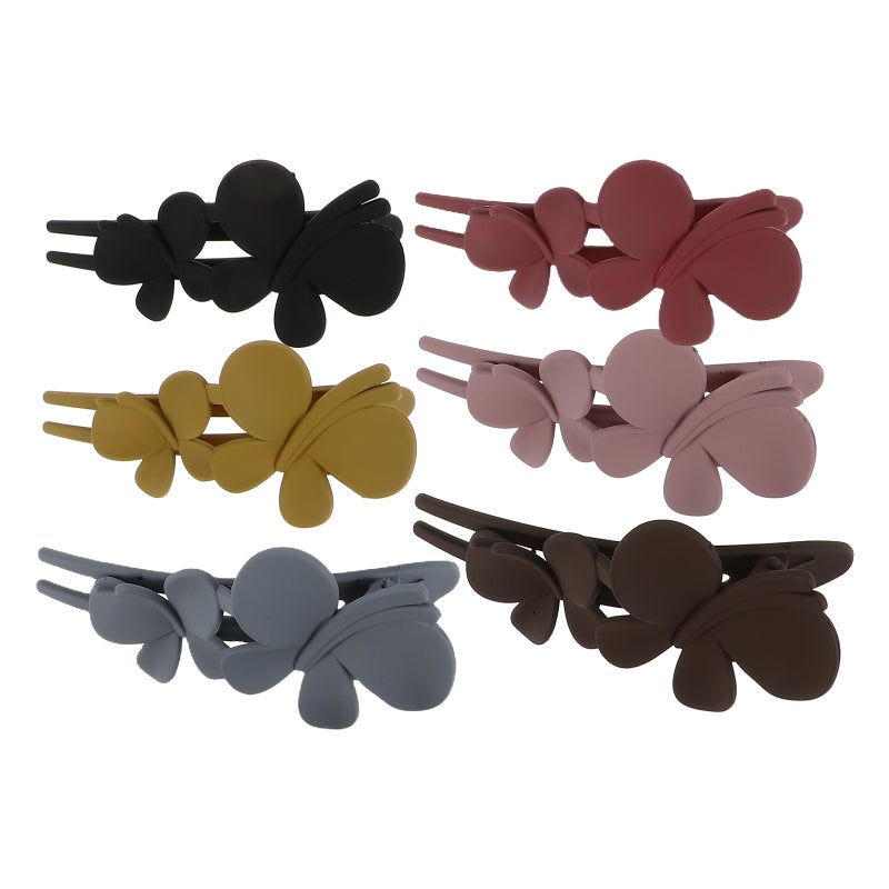 6Pcs Decorative Double Flower Hair Clips Claws Duckbill Hair Barrettes Hair Pins Clamps Bun Updo Holders Accessories for Women Girls Assorted Color - Image 1