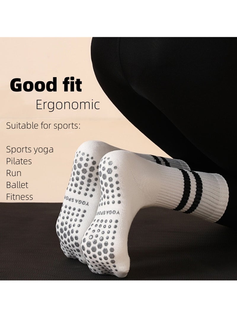 نوفولان جوارب يوجا نسائية لفصل الخريف والشتاء جوارب بيلاتيس جوارب لياقة بدنية جوارب جزيئات مضادة للانزلاق جوارب يوجا قطنية نسائية جوارب رياضية متوسطة الطول من تيري للرقص الباليه سميكة ودافئة - Image 3