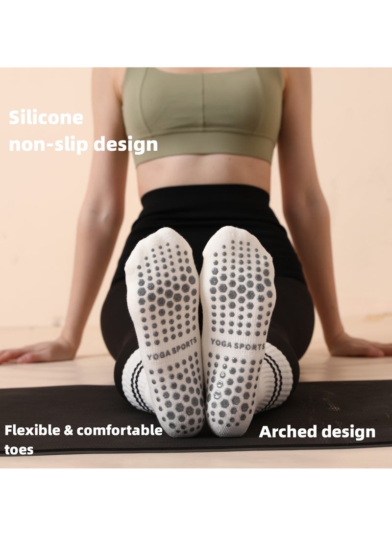 نوفولان جوارب يوجا نسائية لفصل الخريف والشتاء جوارب بيلاتيس جوارب لياقة بدنية جوارب جزيئات مضادة للانزلاق جوارب يوجا قطنية نسائية جوارب رياضية متوسطة الطول من تيري للرقص الباليه سميكة ودافئة - Image 4