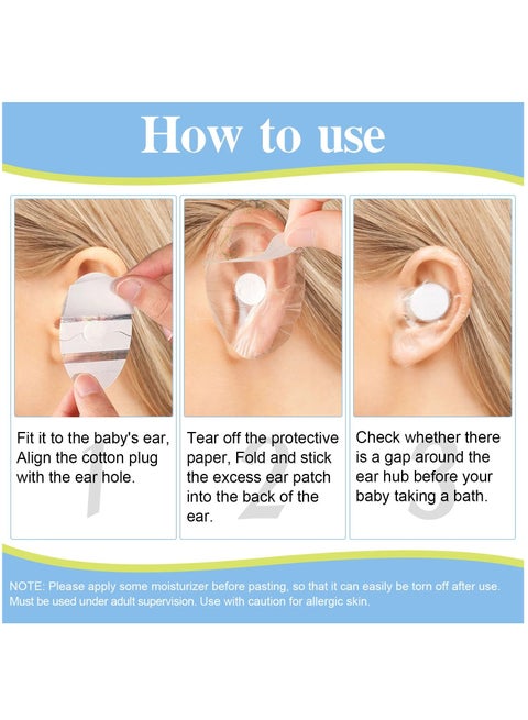 Ninnyi 120-Pack Waterproof Ear Covers For Shower & Swimming – Soft PU Film With Cotton Plug Protection