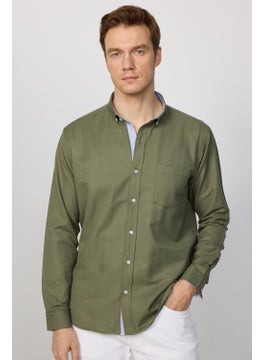 Tudors Classic Fit Button Collar Cotton Easy Iron Oxford Plain Khaki Men's Shirt  - Image 1