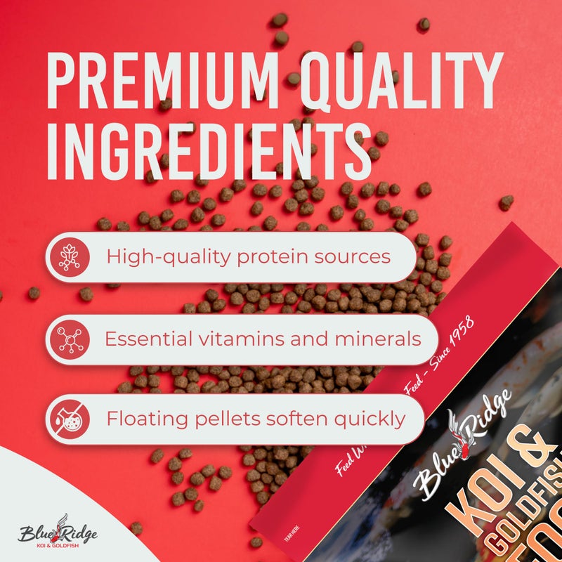 Blue Ridge Koi Fish Food 5lb - Koi Food Color Growth Formula, Goldfish Food, Premium Fish Food for Ponds, Ponds Fish Food, Floating Pond Pellets - Image 4