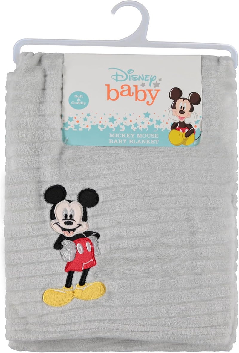 Disney Mickey Mouse Soft Baby Blanket - Flannel Fleece for Infants and Toddlers, Plush Crib and Stroller Blanket in Good Mouse/Grey - Image 2