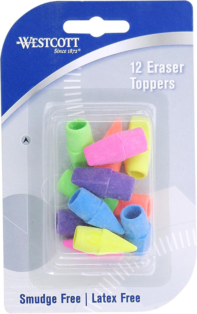 Westcott Westcott 14891 Pencil Eraser Toppers Assorted 12 Pack - Image 1
