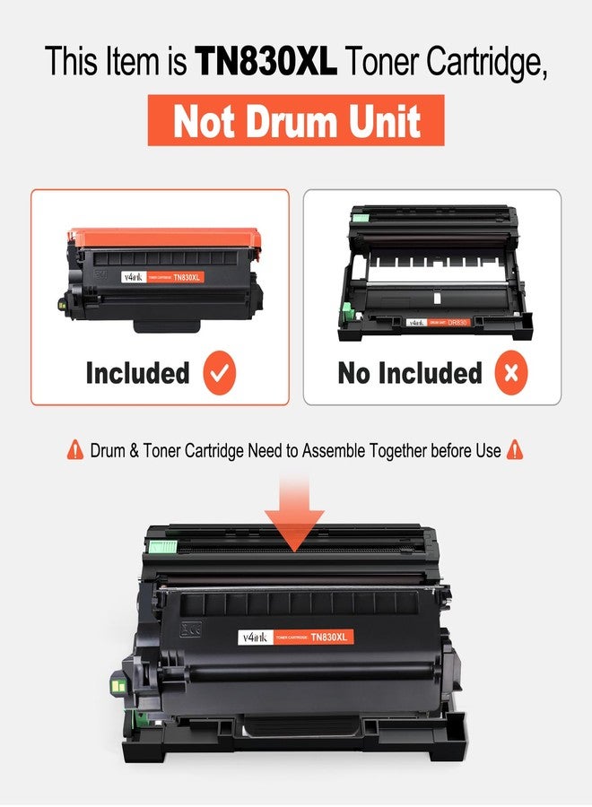 V4ink TN830XL Toner Cartridge Compatible Replacement for Brother DCP L2640DW L2647DW HL L2420DW L2460DW L2460DWXL L2465DW L2467DW (4 Black) High Yield - Image 2