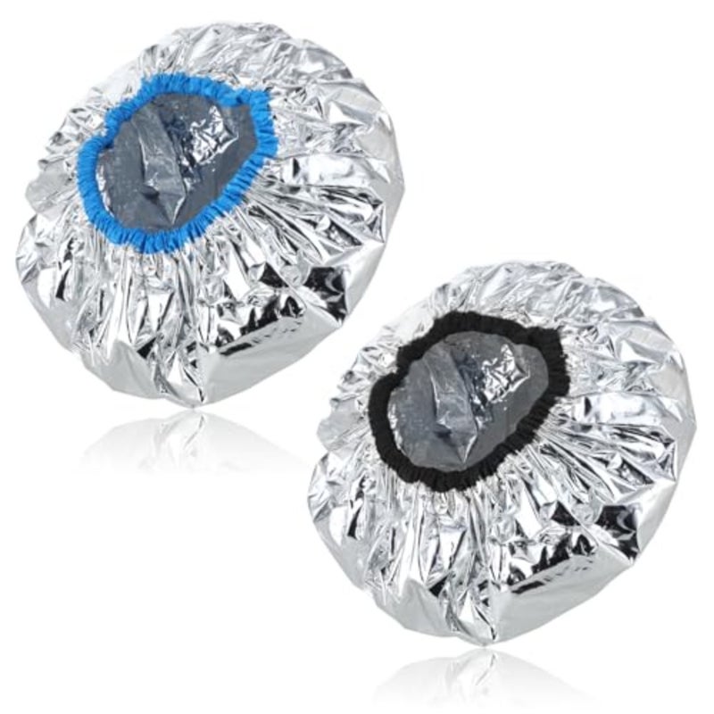 2 Pcs Aluminum Foil Deep Conditioning Hair Cap Reusable Heat Cap For Deep Conditioning Thickened Hair Cap for Oil Treatment Heated Shower Cap Processing Caps for Hair Dye Cap for Home and Salon Use - Image 1