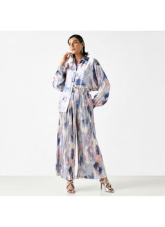 2Xtremz 2Xtremz Printed Pleated Palazzo Pants with Elasticated Paperbag Waist  - Image 2