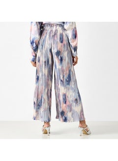 2Xtremz 2Xtremz Printed Pleated Palazzo Pants with Elasticated Paperbag Waist  - Image 4