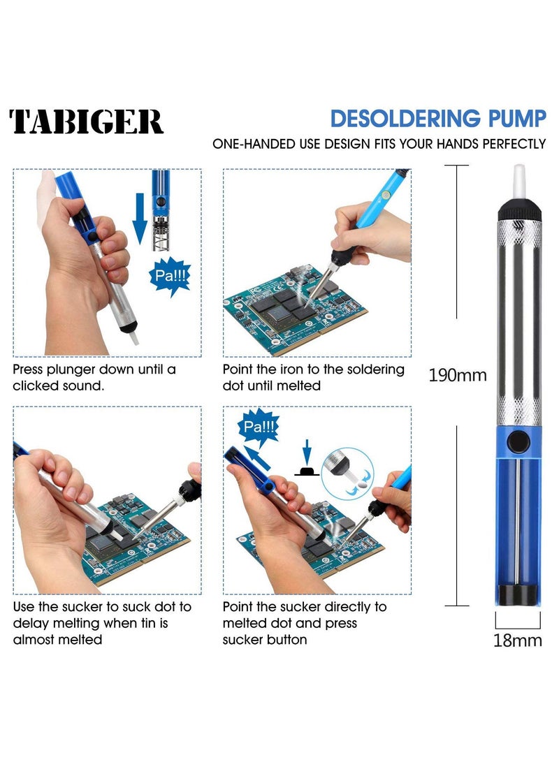GNAFOTU Soldering Iron Kit, Portable Soldering Iron Adjustable Temperature 200-450℃ Welding Tools UK Plug with 5 Solder Tips, Desoldering Pump, Stand, 60W Solder Kit Soldering Irons Set for DIY Welding Repairing - Image 4