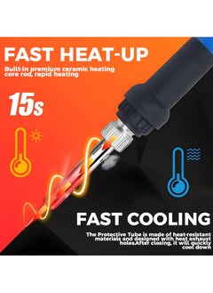 GNAFOTU Soldering Iron Kit, Portable Soldering Iron Adjustable Temperature 200-450℃ Welding Tools UK Plug with 5 Solder Tips, Desoldering Pump, Stand, 60W Solder Kit Soldering Irons Set for DIY Welding Repairing  - Image 5