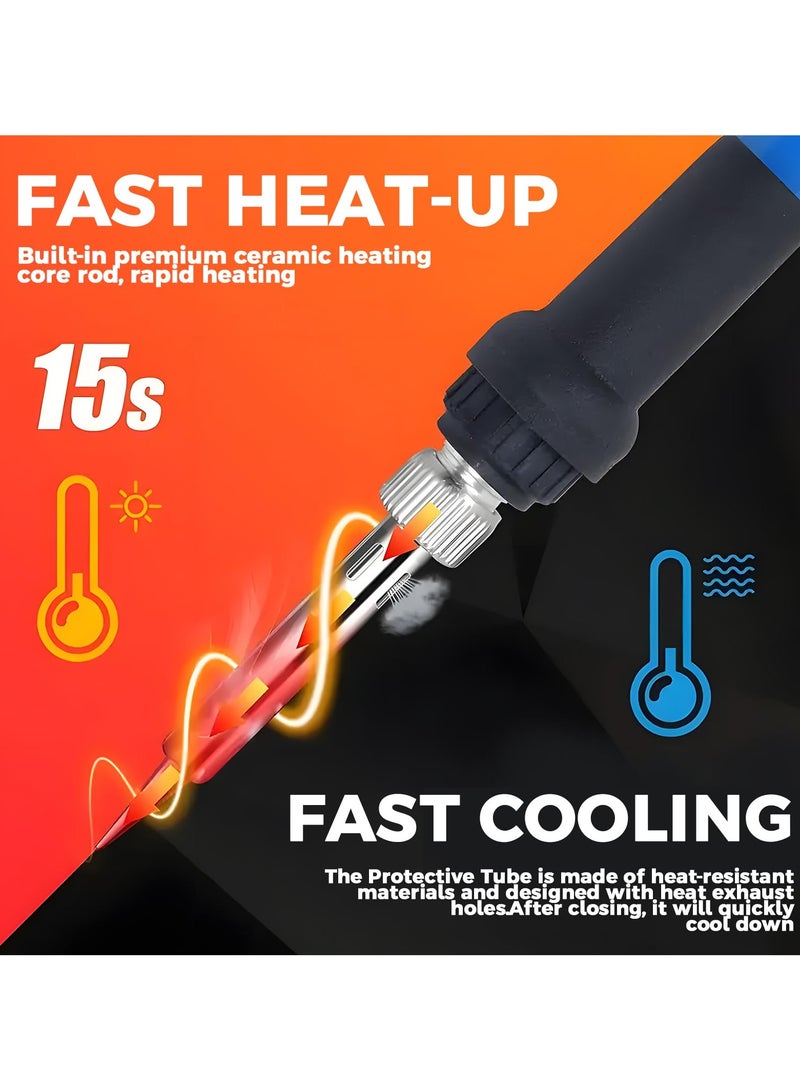 GNAFOTU Soldering Iron Kit, Portable Soldering Iron Adjustable Temperature 200-450℃ Welding Tools UK Plug with 5 Solder Tips, Desoldering Pump, Stand, 60W Solder Kit Soldering Irons Set for DIY Welding Repairing - Image 5