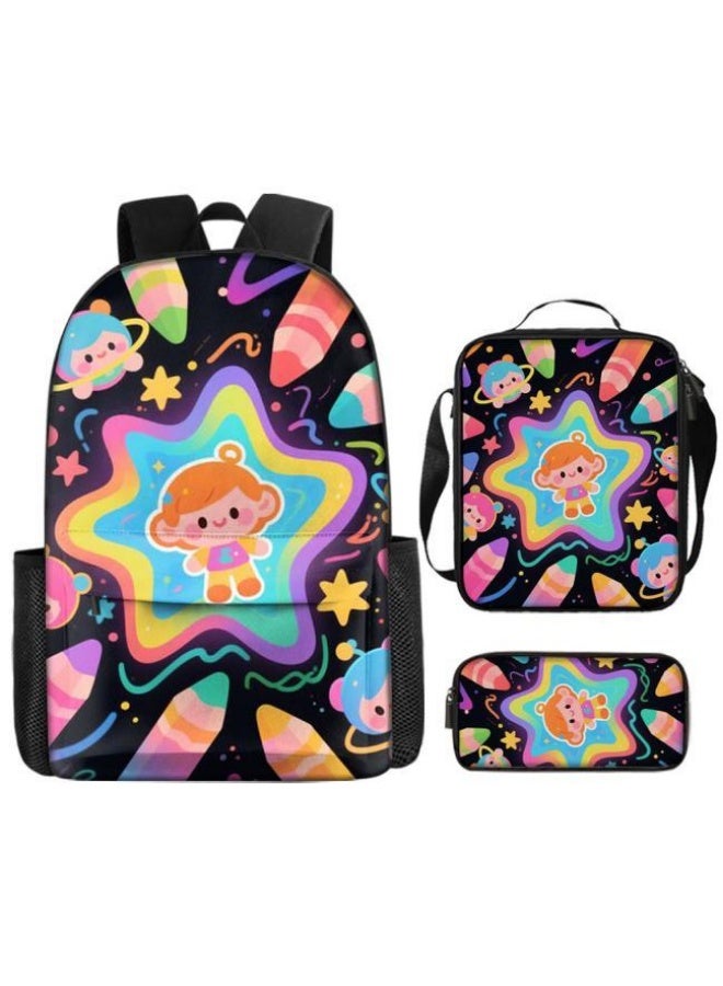 Bright Li Fire Fashion is unlimited! Cartoon bag three-piece set, suitable for a variety of scenes for students and teenagers (available for students, children, friends on outings, mountain climbing, school, etc.) - 15 - Image 2