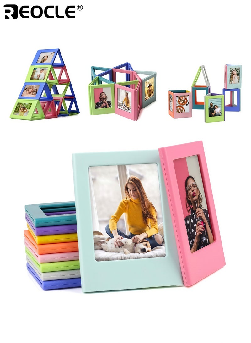 REOCLE 10PCS Magnetic Picture Frame Set for Refrigerator Mini Frames for Polaroid and Instax Photos Wallet Size Picture Frames Easy to Install Reusable Clear Display Ideal for Photo Lovers Home Decoration - Image 2