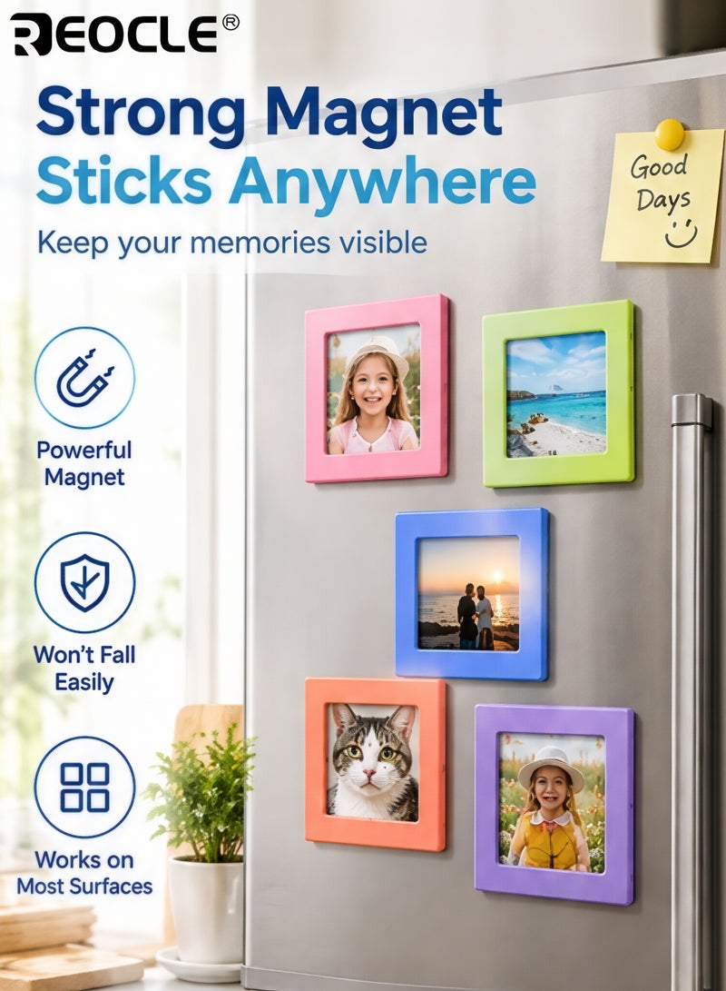 REOCLE 10PCS Magnetic Picture Frame Set for Refrigerator Mini Frames for Polaroid and Instax Photos Wallet Size Picture Frames Easy to Install Reusable Clear Display Ideal for Photo Lovers Home Decoration - Image 4