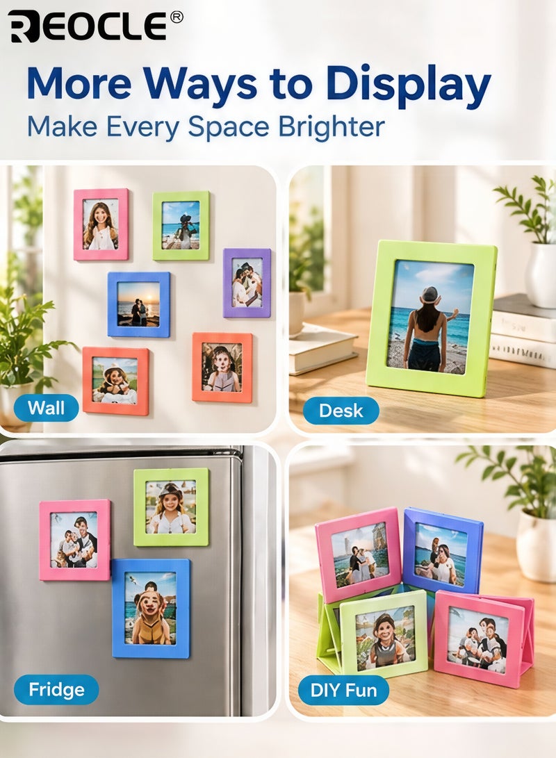 REOCLE 10PCS Magnetic Picture Frame Set for Refrigerator Mini Frames for Polaroid and Instax Photos Wallet Size Picture Frames Easy to Install Reusable Clear Display Ideal for Photo Lovers Home Decoration - Image 5
