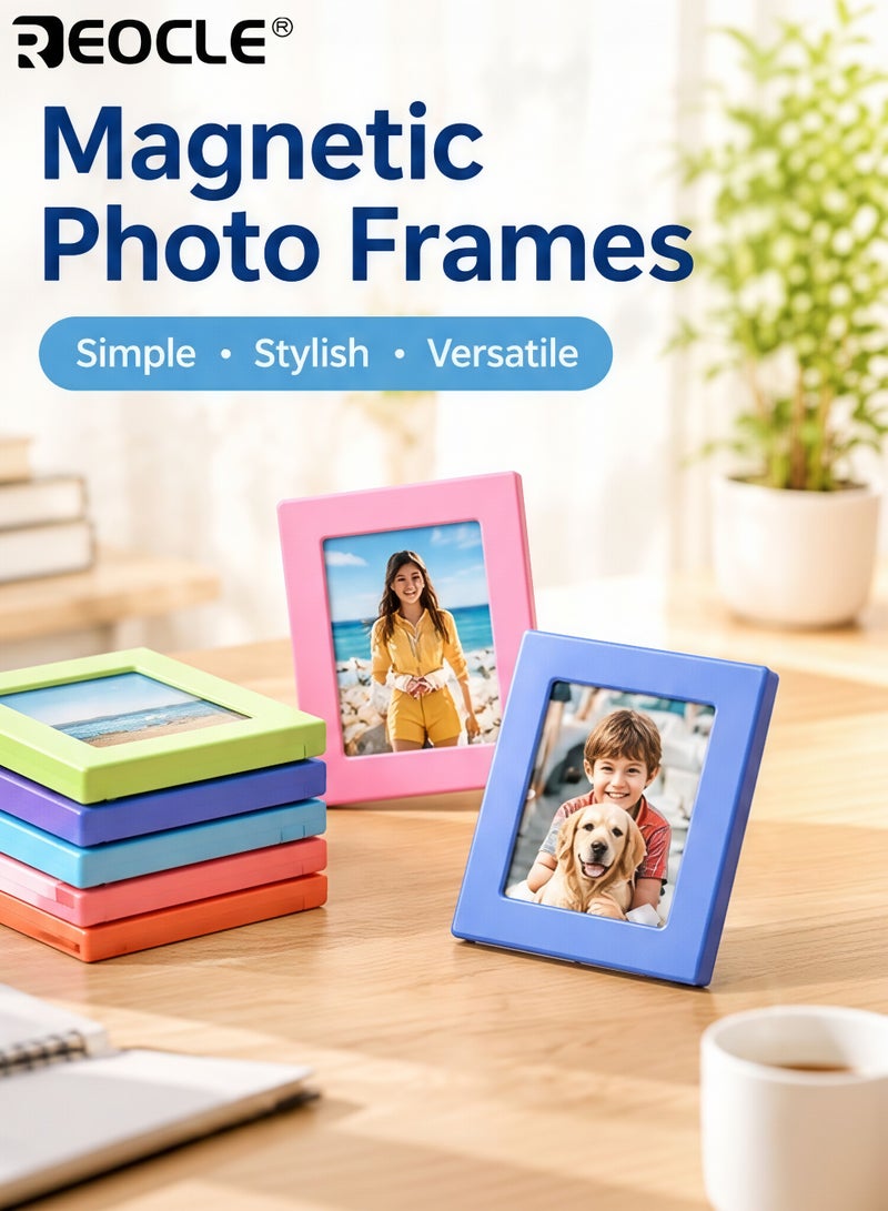 REOCLE 10PCS Magnetic Picture Frame Set for Refrigerator Mini Frames for Polaroid and Instax Photos Wallet Size Picture Frames Easy to Install Reusable Clear Display Ideal for Photo Lovers Home Decoration - Image 2