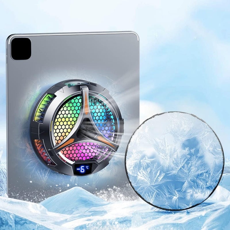 X42 Shelf Radiator Tablet Cooler RGB Coloured Light 10 cm Semi-Conductor Magnetic Cooler Cooling Fan for Tablet - Image 2