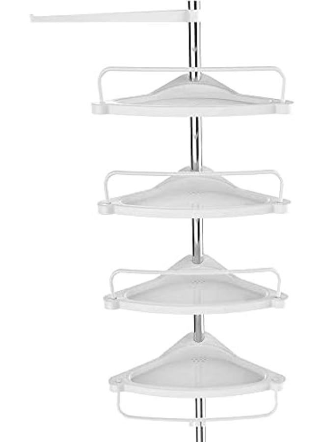 Evermall Adjustable 4-Tier Multi Corner Shelf Shelves Shower Caddy Corner Organizer For Bathtub Storage Holder, Bathroom Space Saving Rack With Rustproof Stainless Tension Pole, Stand On Floor - Image 4