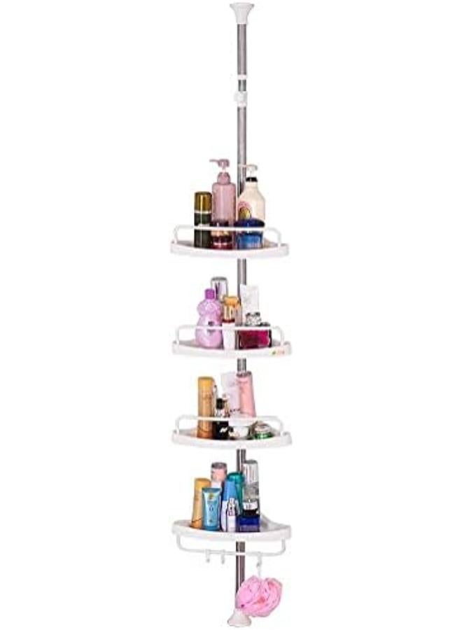 Evermall Adjustable 4-Tier Multi Corner Shelf Shelves Shower Caddy Corner Organizer For Bathtub Storage Holder, Bathroom Space Saving Rack With Rustproof Stainless Tension Pole, Stand On Floor - Image 1