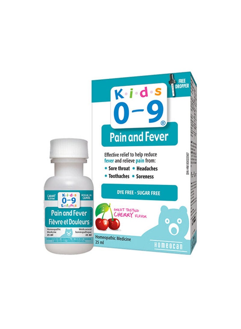 Homeocan Kids 0-9 Pain and Fever Oral Solution 25ml – Cherry Flavor