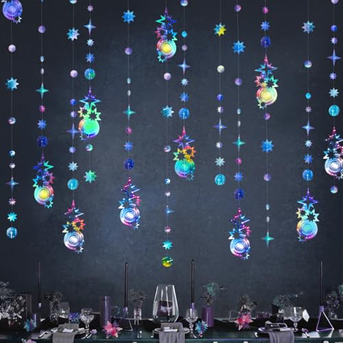 Decor365 Galaxy Party Decorations Aurora Borealis Theme Garland Celestial Hanging Star Garlands Space Banner Starry Night Backdrop Shooting Star Birhday Decor Bachelorette Bridal Party Suppies - Image 1