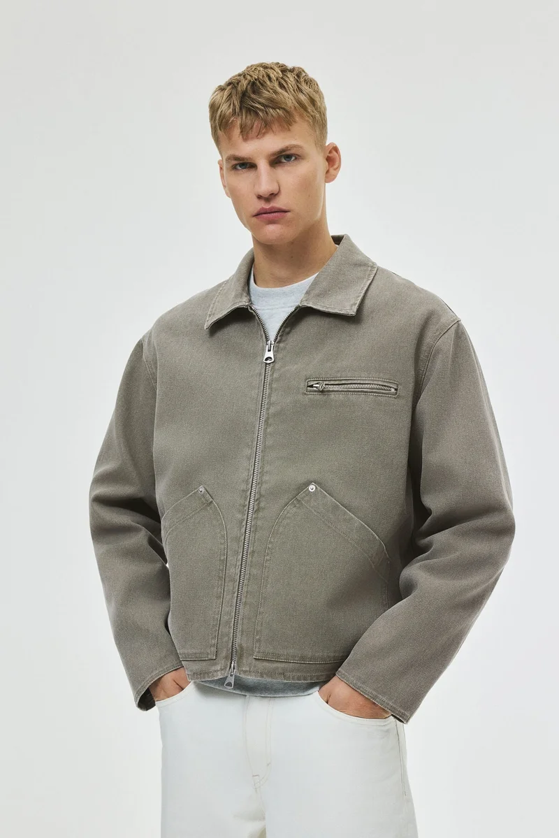 اتش اند ام جاكيت واسع من قماش الكانفاس