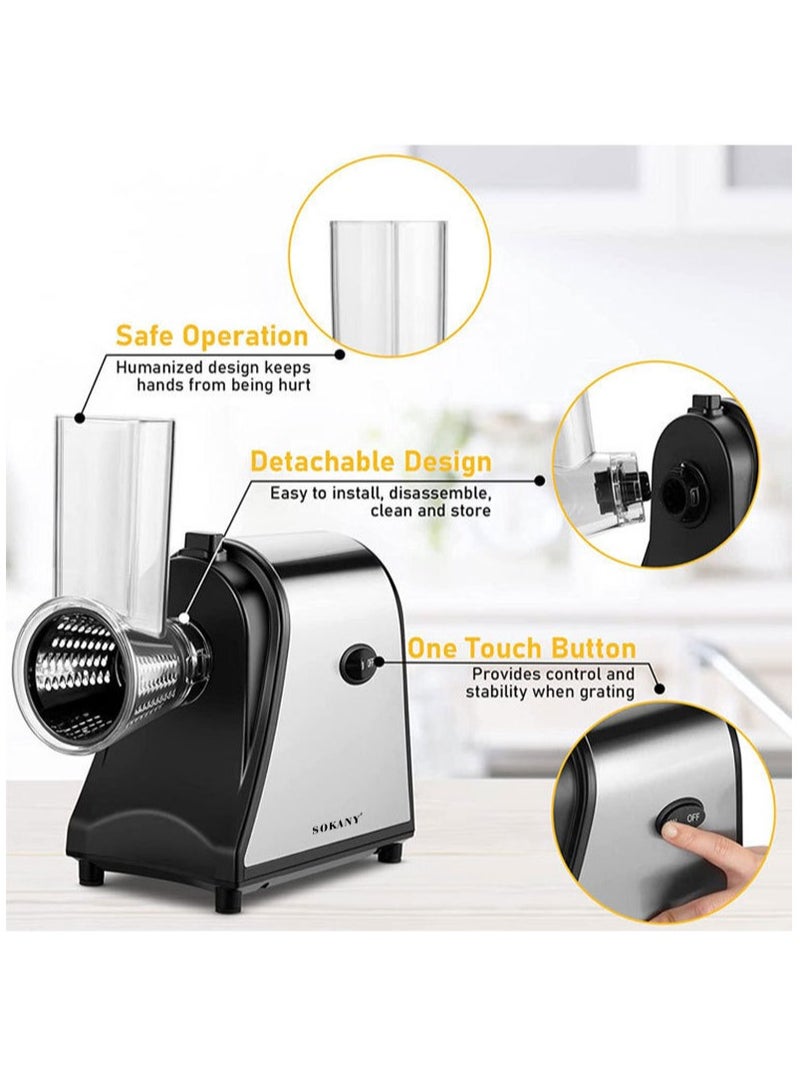 sokany Electric Cheese Grater, 1000W Electric Slicer Chopper, Multi Grater, Fruit Cutter, Vegetable Slicer, Shredder, Food Processor with 5 Blades Set SK-1178 Black - Image 5