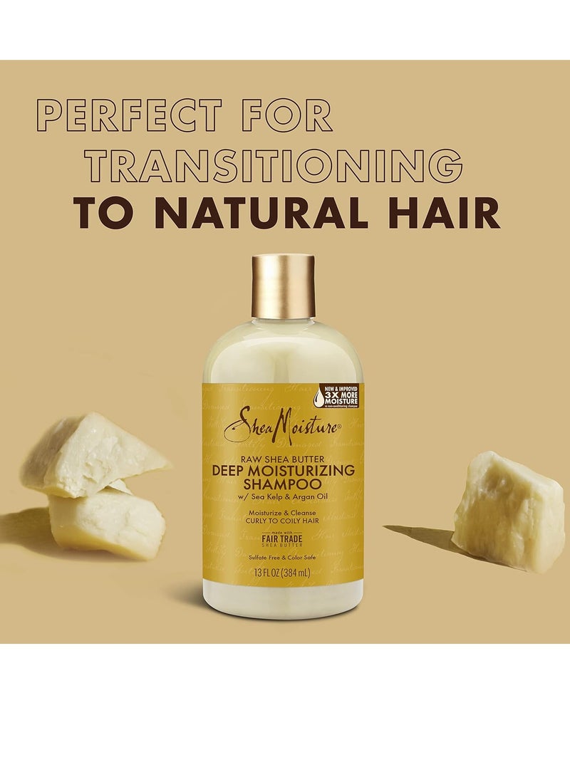 Shea Moisture Raw Shea Deep Conditioner 13oz + Deep Conditioning Shampoo for Curly Hair, Sea Kelp & Argan Oil Blend, 13oz 384ml - Image 4