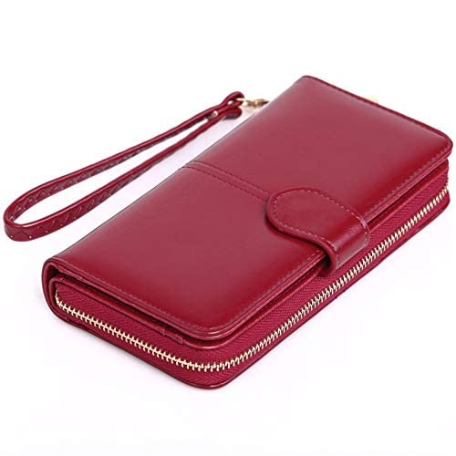 Stealodeal Trendy Red Leather Zipper | Phone Pocket | for Women Clutch Hand Bag (Casual,Formal) Wallet - Image 1