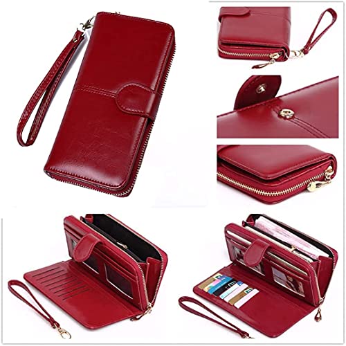 Stealodeal Trendy Red Leather Zipper | Phone Pocket | for Women Clutch Hand Bag (Casual,Formal) Wallet - Image 3