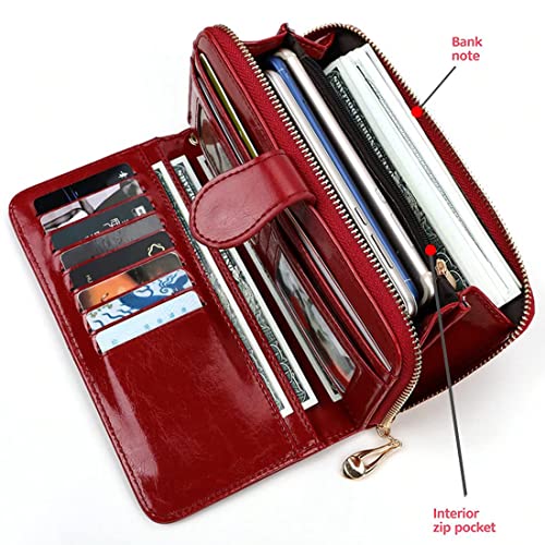 Stealodeal Trendy Red Leather Zipper | Phone Pocket | for Women Clutch Hand Bag (Casual,Formal) Wallet - Image 2