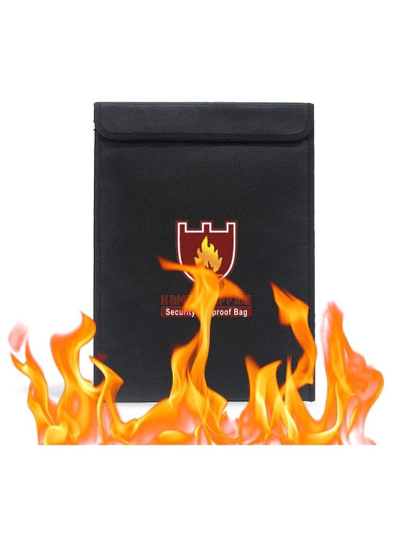 Rubik A4 Size Fireproof Envelope Bag with Covered Zipper Vertical Style for Fire Safety Security of A4 Documents Laptop MacBook Cash Money Passports Cards for Home Office (38x28cm) Black - Image 1