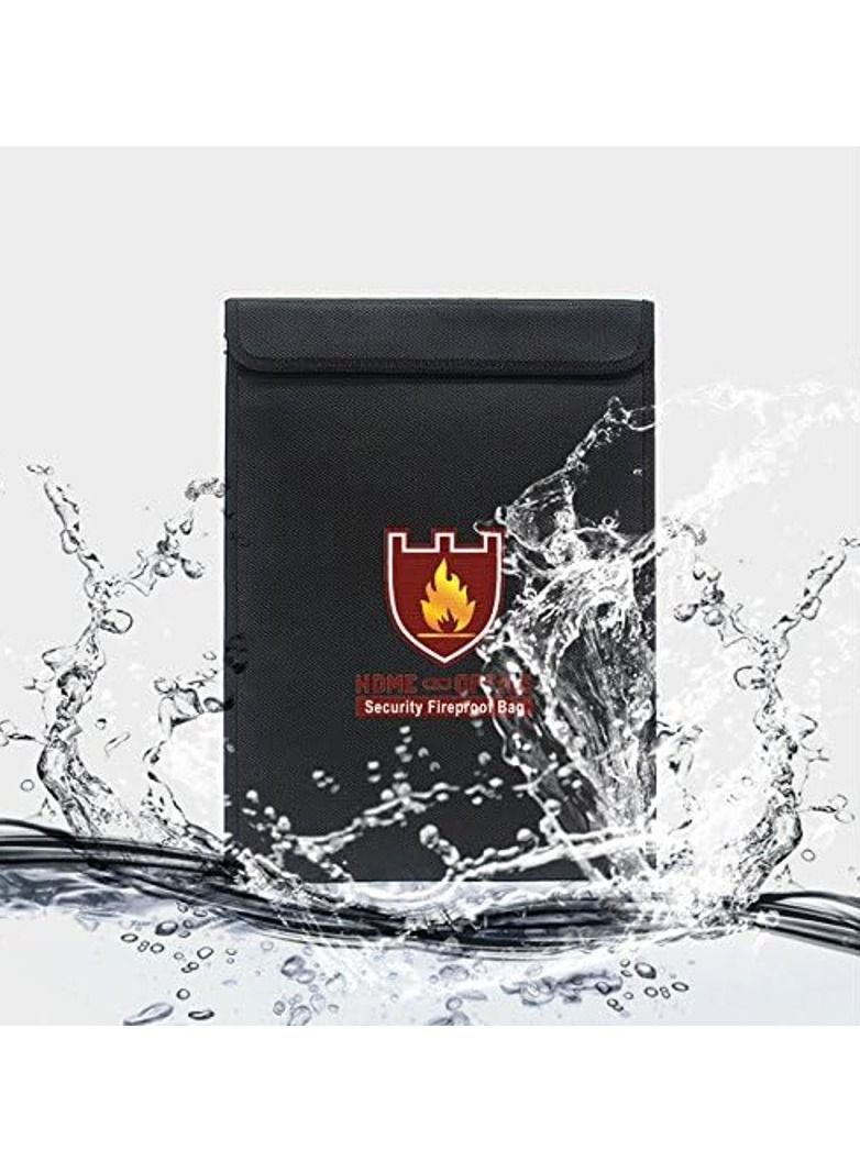 Rubik A4 Size Fireproof Envelope Bag with Covered Zipper Vertical Style for Fire Safety Security of A4 Documents Laptop MacBook Cash Money Passports Cards for Home Office (38x28cm) Black - Image 4