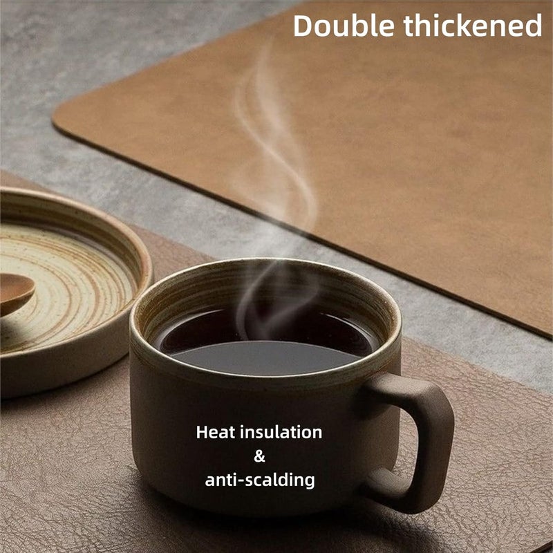 JDLYEVER Placemat Set - 4 Pieces Waterproof & Oil-Proof Heat Insulation PU Leather Tableware for Restaurant, Western Food - 44.5x30cm (Dark Coffee) - Image 5
