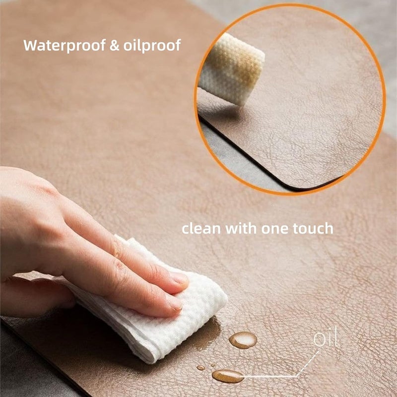 JDLYEVER Placemat Set - 4 Pieces Waterproof & Oil-Proof Heat Insulation PU Leather Tableware for Restaurant, Western Food - 44.5x30cm (Dark Coffee) - Image 3