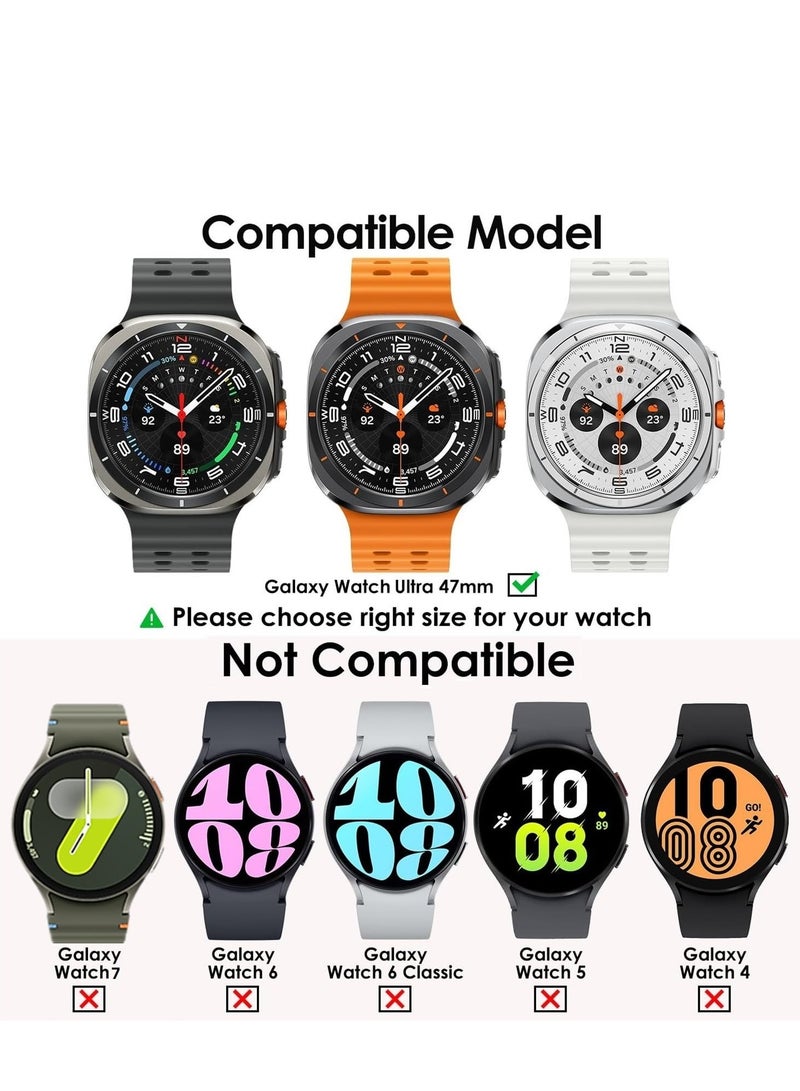 Stainless Steel Band Compatible with Samsung Galaxy Watch 7 Ultra 47mm No Gap Solid Metal Replacement Wristband Watch Strap for Men (Black) - Image 2