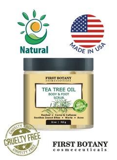 First Botany First Botany Cosmeceuticals, 100% Natural Tea Tree Oil Body & Foot Scrub with Salt - Best for Acne, Dandruff and Warts, Helps with Corns, Calluses, Athlete foot, Jock Itch & Body Odor  - Image 4