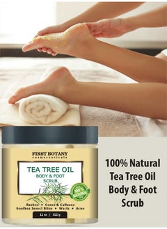 First Botany First Botany Cosmeceuticals, 100% Natural Tea Tree Oil Body & Foot Scrub with Salt - Best for Acne, Dandruff and Warts, Helps with Corns, Calluses, Athlete foot, Jock Itch & Body Odor  - Image 2