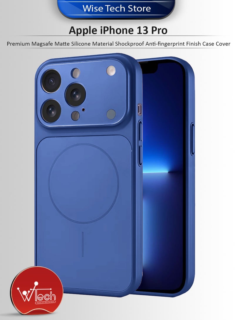 دبليو تيك غطاء حماية لهاتف آبل iPhone 13 Pro 2021 مصنوع من السيليكون الفاخر المطفأ مقاوم للصدمات مع تشطيب ضد بصمات الأصابع (MCRPSN) - أزرق بحري - Image 1