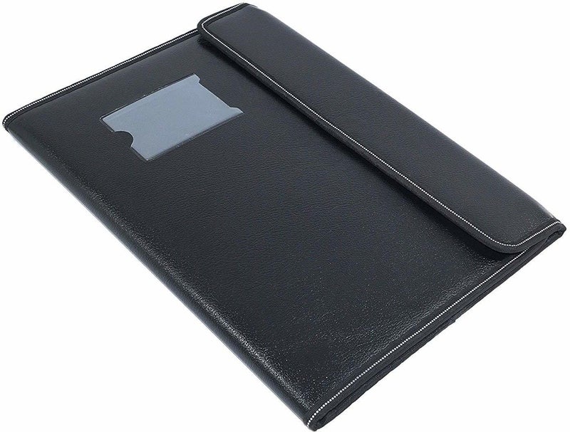TULMAN PU Leather Multipurpose 40 Sleeve Document File Folder Executive Folder for Certificate A4 Size Document Organizer File - Black - Image 1