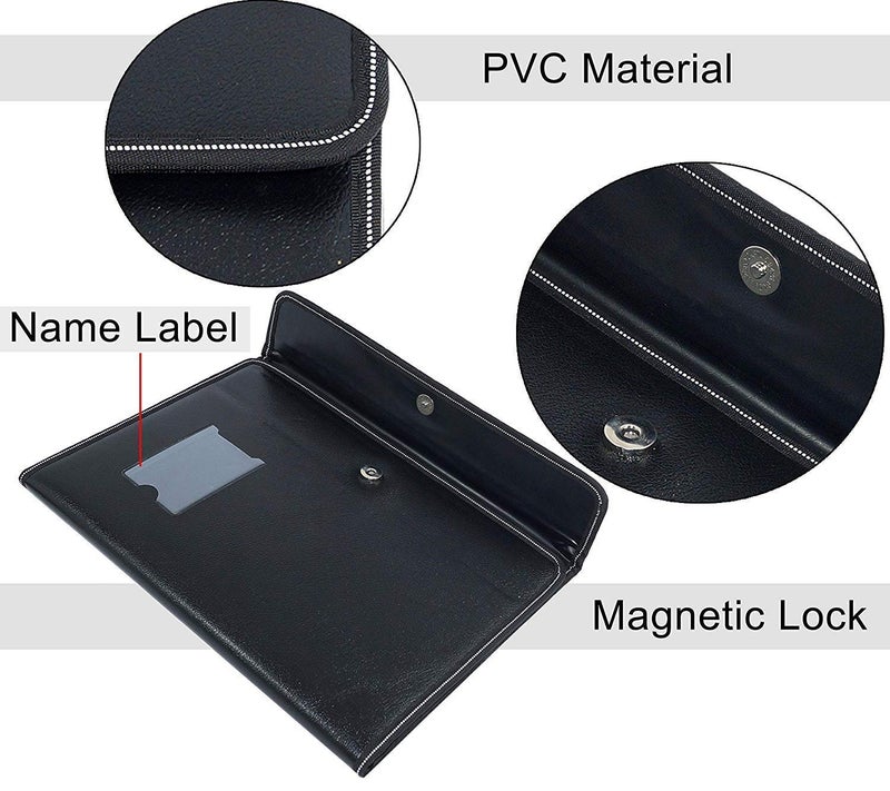 TULMAN PU Leather Multipurpose 40 Sleeve Document File Folder Executive Folder for Certificate A4 Size Document Organizer File - Black - Image 5