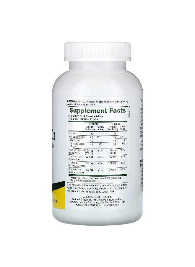 Natures Plus - NaturesPlus, Chewable Cal/Mag/Vit D3, Chocolate, 60 Chewable Tablets - Image 1