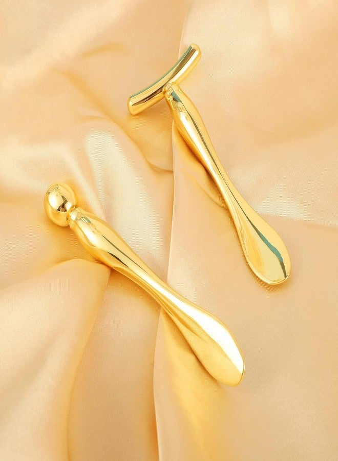 AKOAK 2 Pieces Metal Eye Cream Applicator, Facial Roller Massage Stick, Help Reduce Puffiness and Wrinkles, Dark Circles (Gold - Image 2
