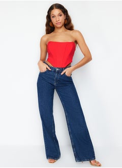 trendyol Red Crop Corset Detailed Woven Bustier TPRSS21BS0032  - Image 2