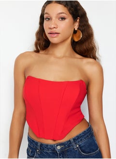 trendyol Red Crop Corset Detailed Woven Bustier TPRSS21BS0032  - Image 3